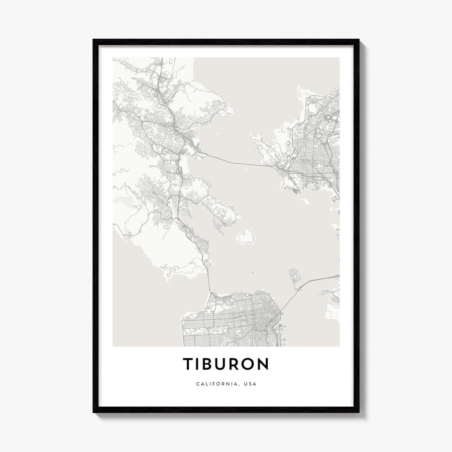 Tiburon Map Poster, framed poster mockup