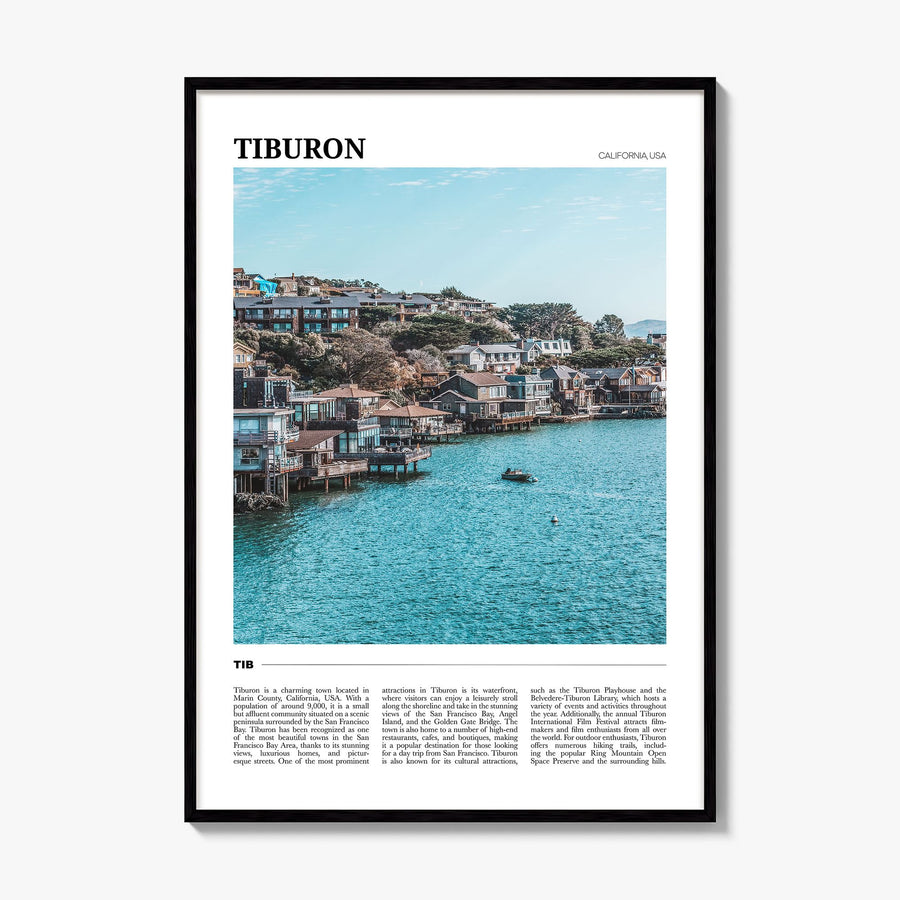 Tiburon Travel Poster, framed poster mockup