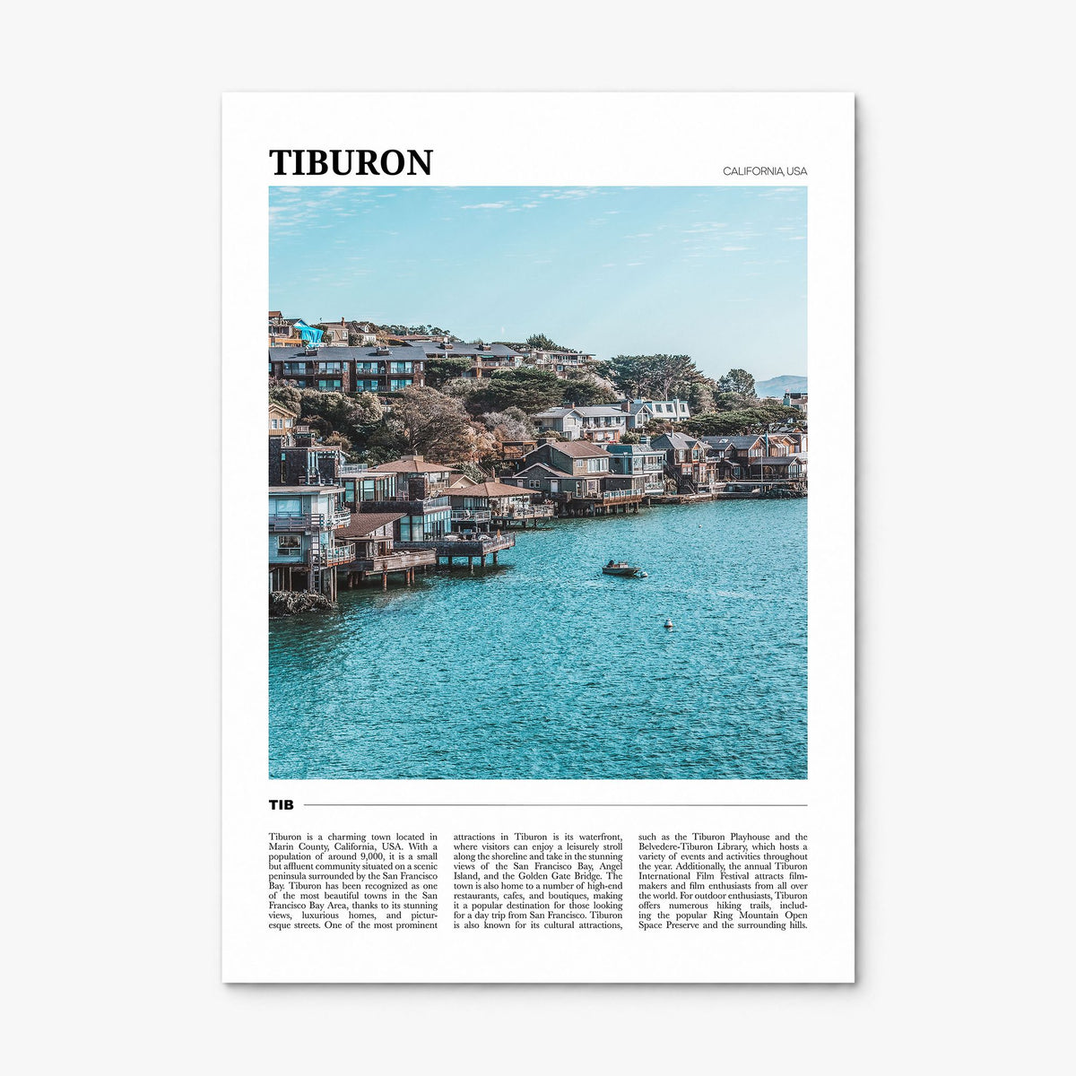 Tiburon Travel Poster, print only (unframed)