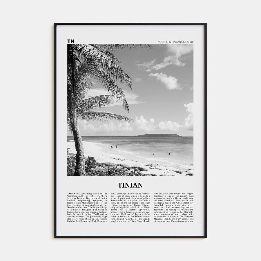 Tinian Poster Black Metal / 8x12 in Nbourhood Travel B&W Poster