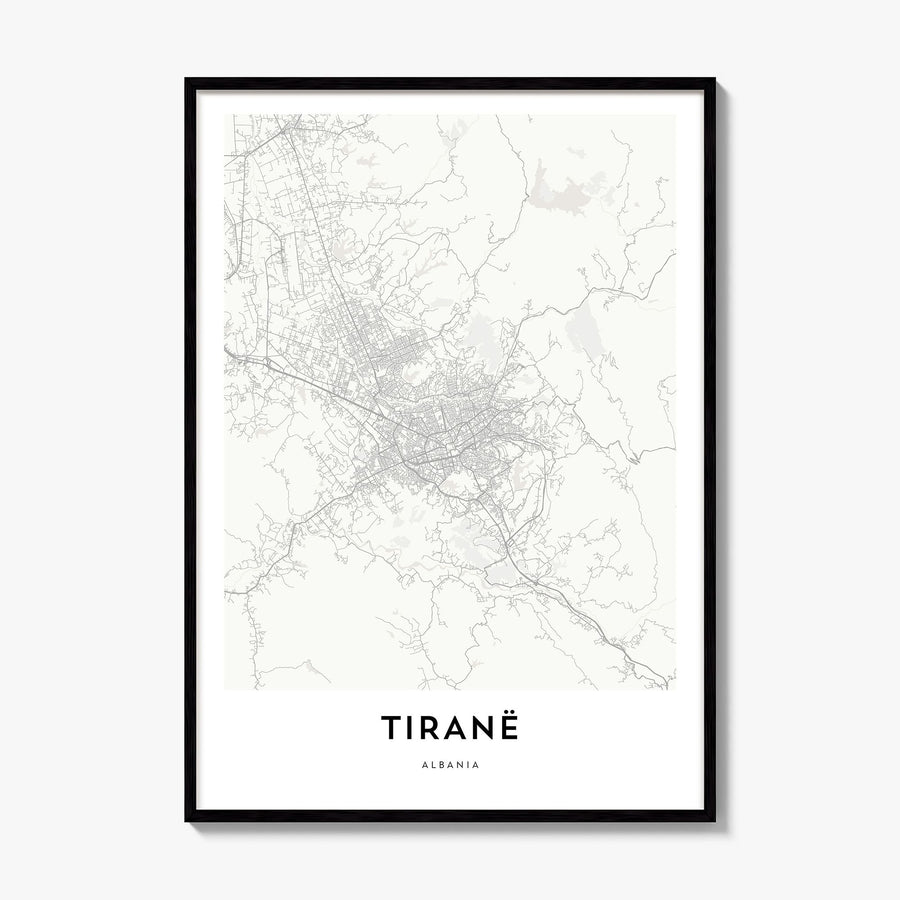Tirana Map Poster, framed poster mockup
