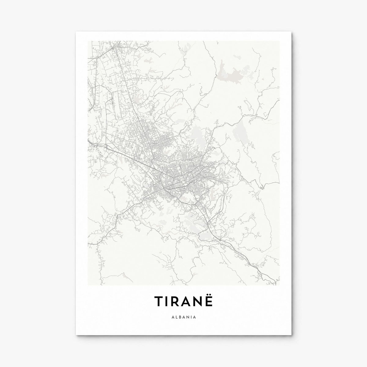 Tirana Map Poster, print only (unframed)