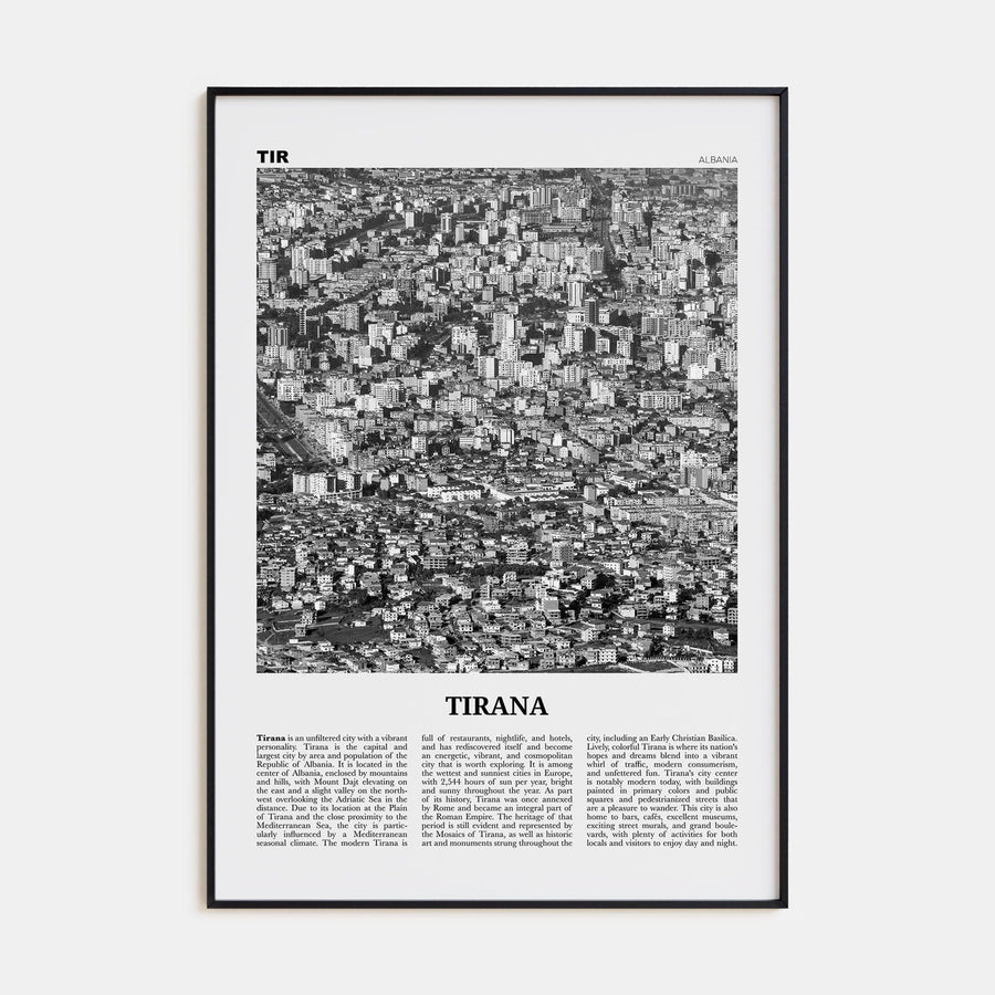 Tirana Poster Black Metal / 8x12 in Nbourhood Travel B&W Poster