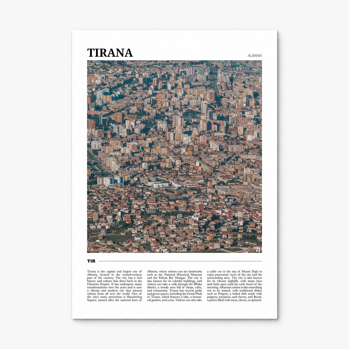 Tirana Travel Poster, print only (unframed)