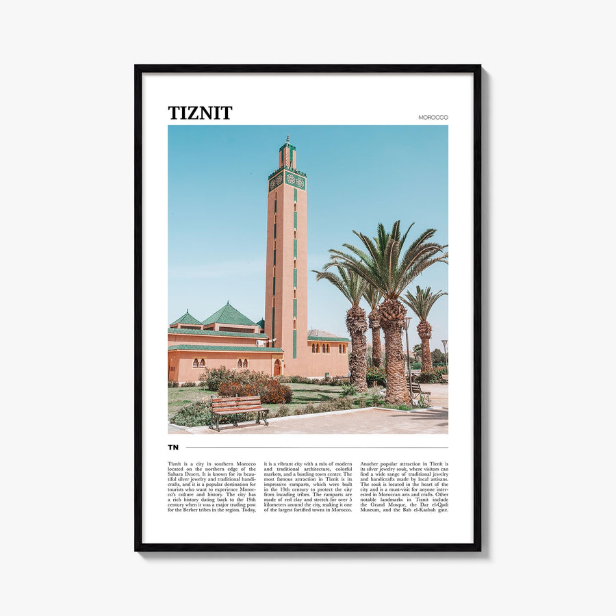 Tiznit colorful travel poster of Morocco – vertical wall art, unframed print shown in interior mockup