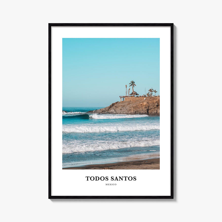 Todos Santos colorful classic poster of Mexico – vertical wall art, unframed print shown in interior mockup