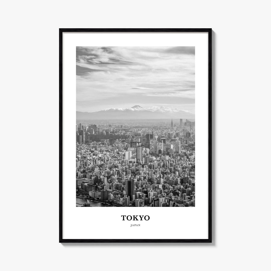 Tokyo no. 2 black & white classic poster of Japan – vertical wall art, unframed print shown in interior mockup