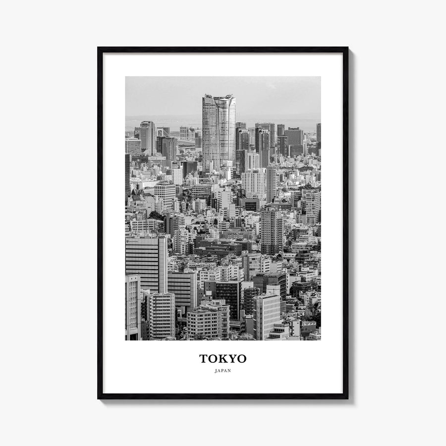 Tokyo no. 3 black & white classic poster of Japan – vertical wall art, unframed print shown in interior mockup