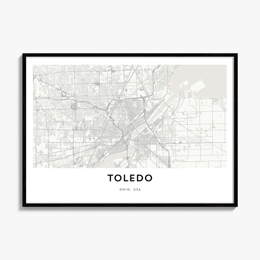 Toledo, Ohio Map Poster, framed poster mockup
