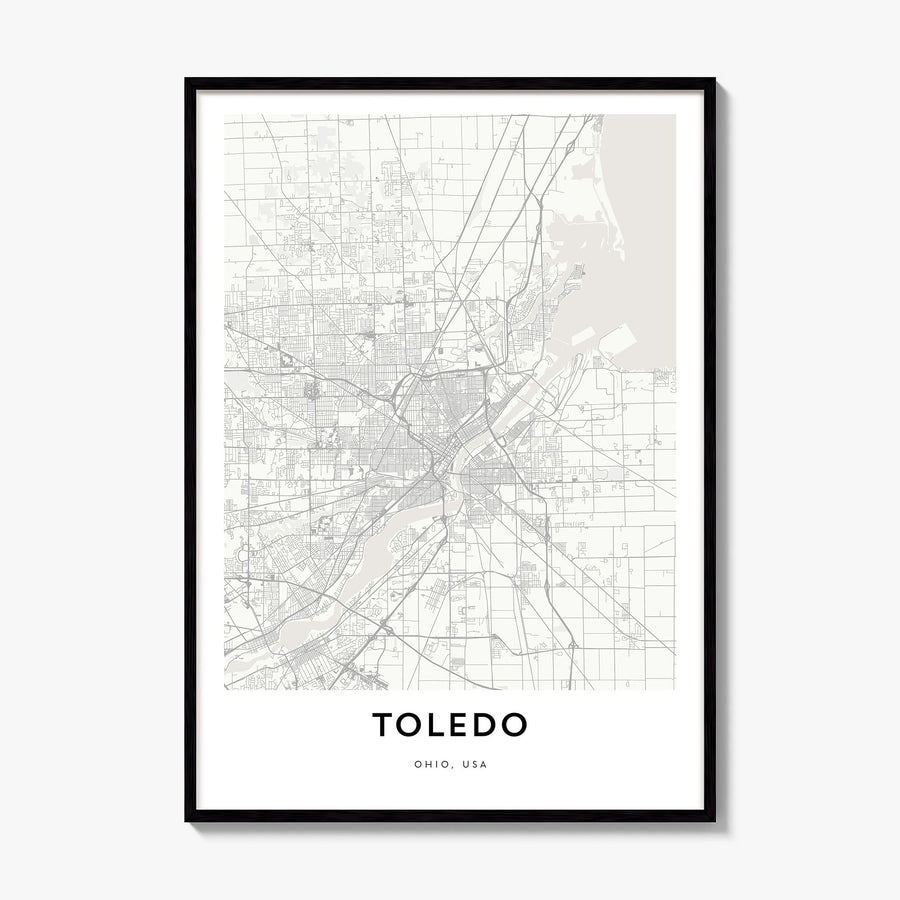Toledo, Ohio Map Poster, framed poster mockup