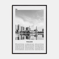 Toledo, Ohio Poster Black Wood / 8x12 in Nbourhood Travel B&W Poster