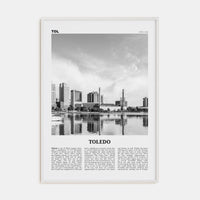 Toledo, Ohio Poster White Wood / 8x12 in Nbourhood Travel B&W Poster