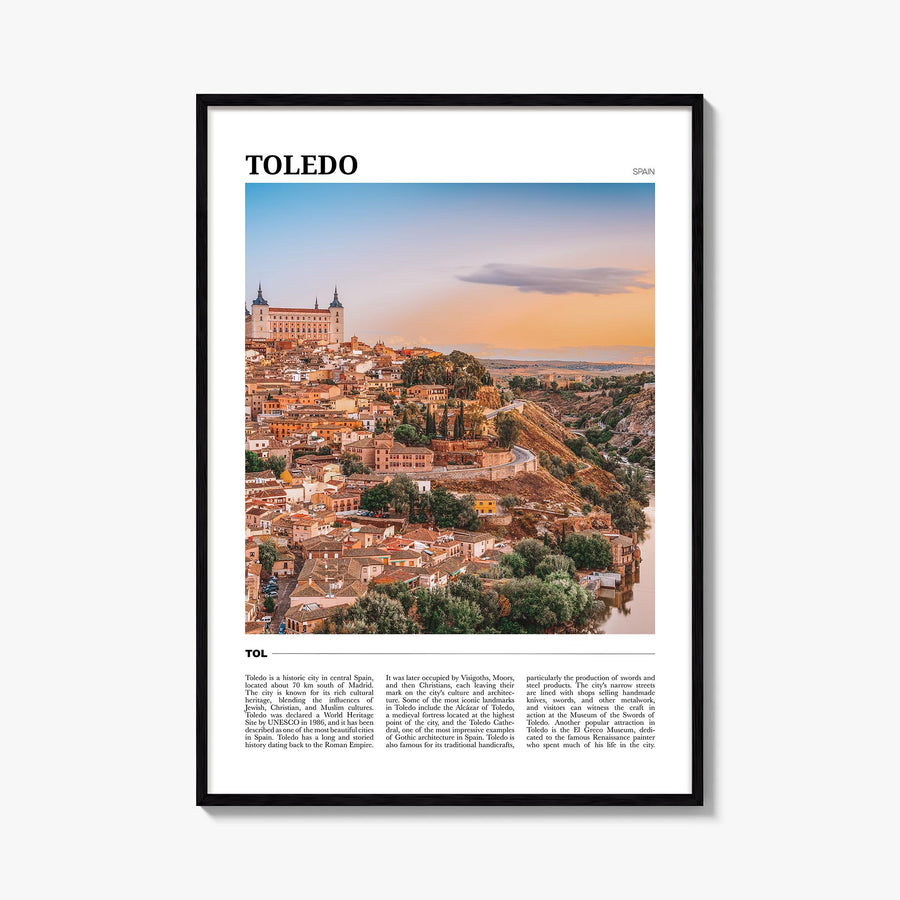 Toledo, Spain colorful travel poster of Spain – vertical wall art, unframed print shown in interior mockup
