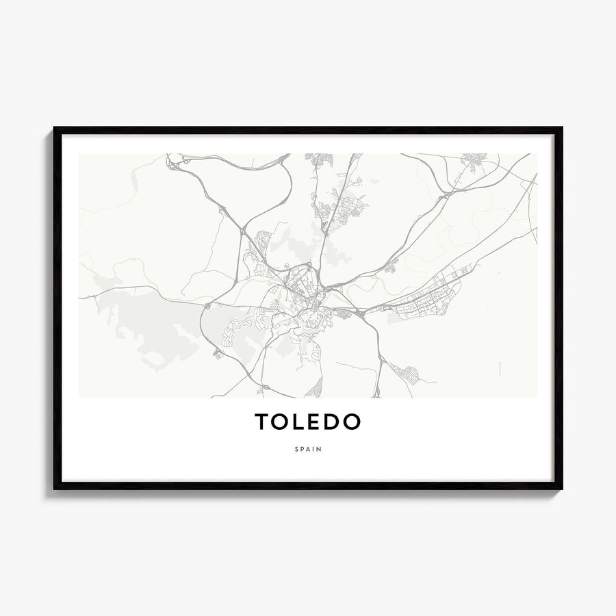 Toledo, Spain Map Poster, framed poster mockup