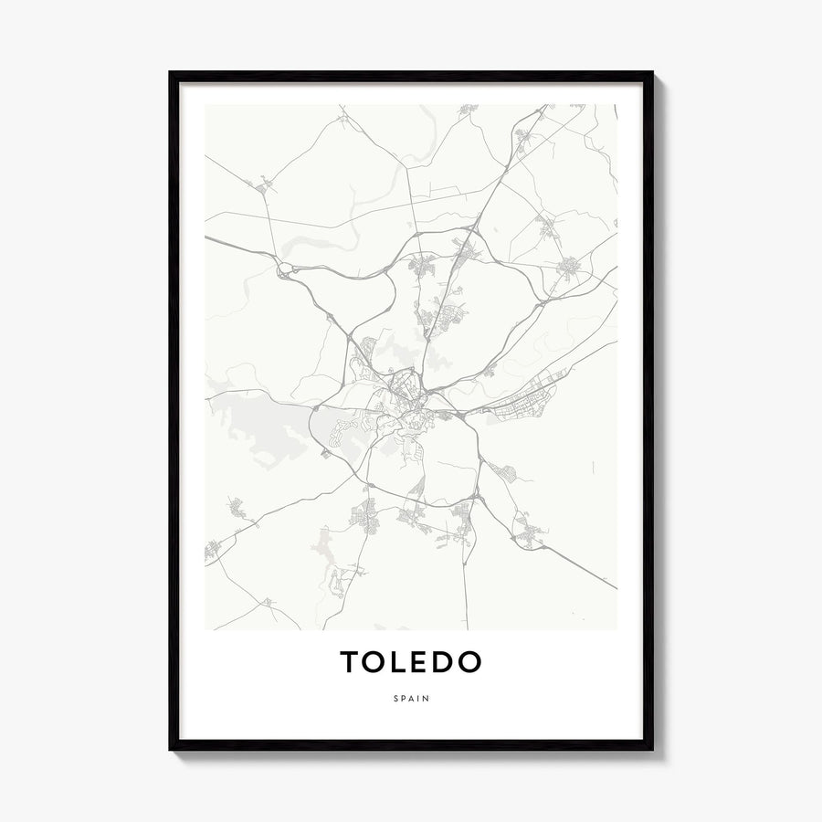 Toledo, Spain Map Poster, framed poster mockup