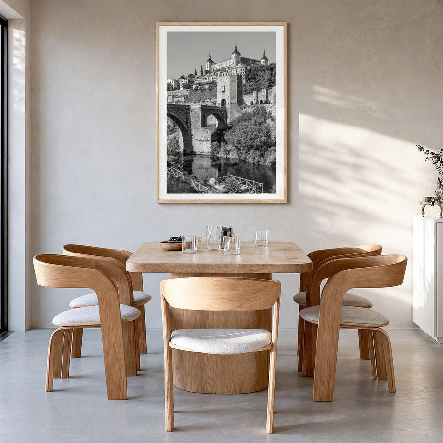 Toledo, Spain Photo No 3 Poster in a natural wood frame, hanging in a dining room, white border