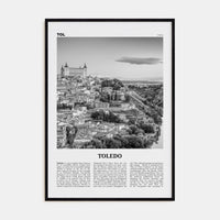 Toledo, Spain Poster Black Wood / 8x12 in Nbourhood Travel B&W Poster