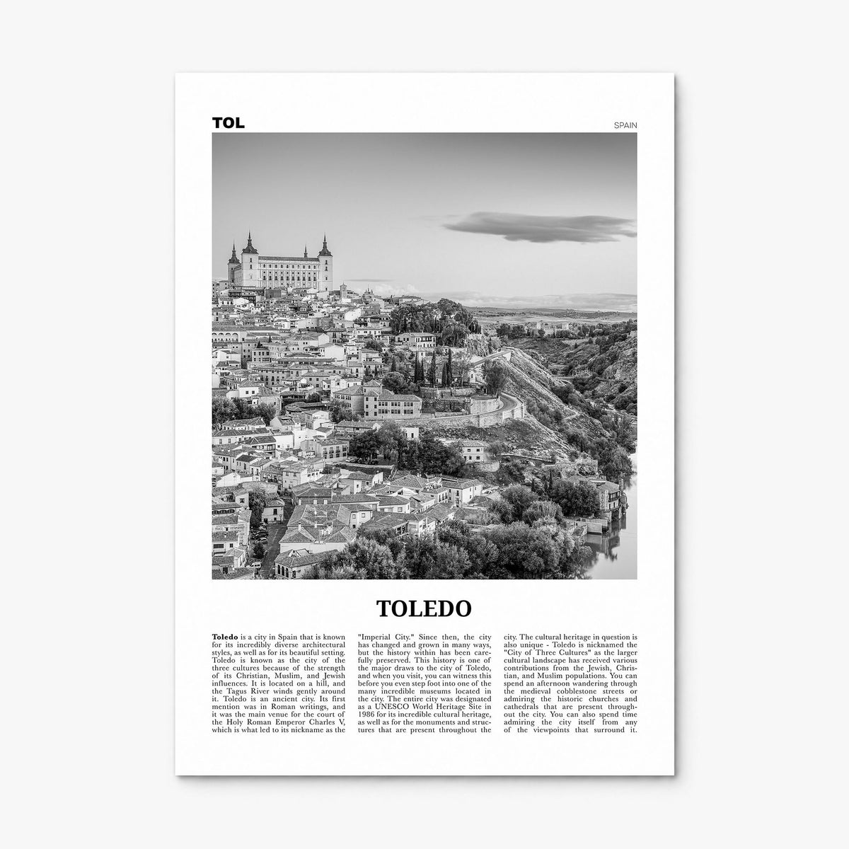 Toledo, Spain Newspaper Poster, print only (unframed)