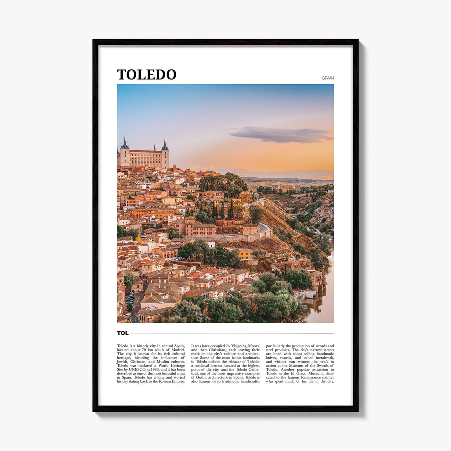Toledo, Spain Travel Poster, framed poster mockup