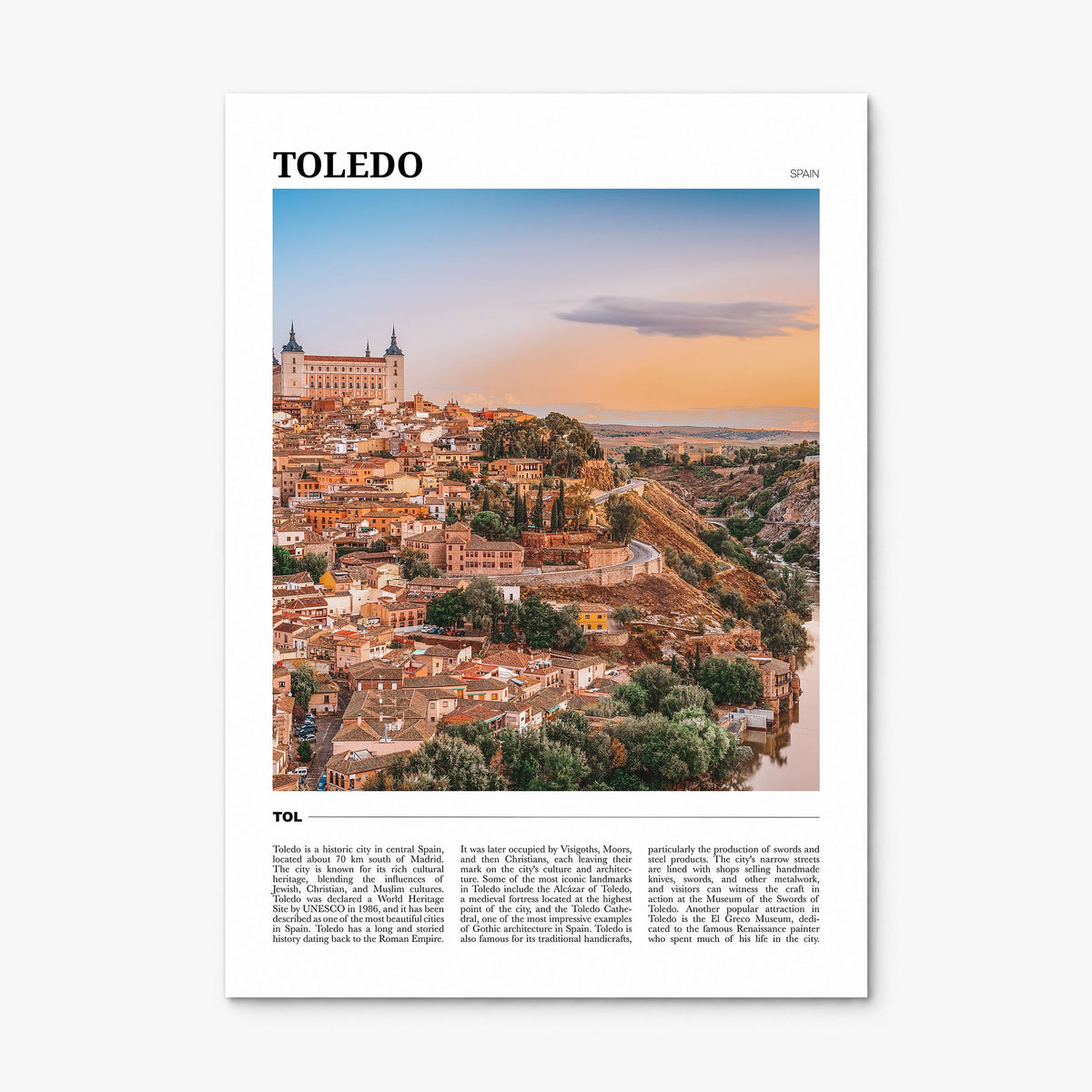 Toledo, Spain Travel Poster, print only (unframed)