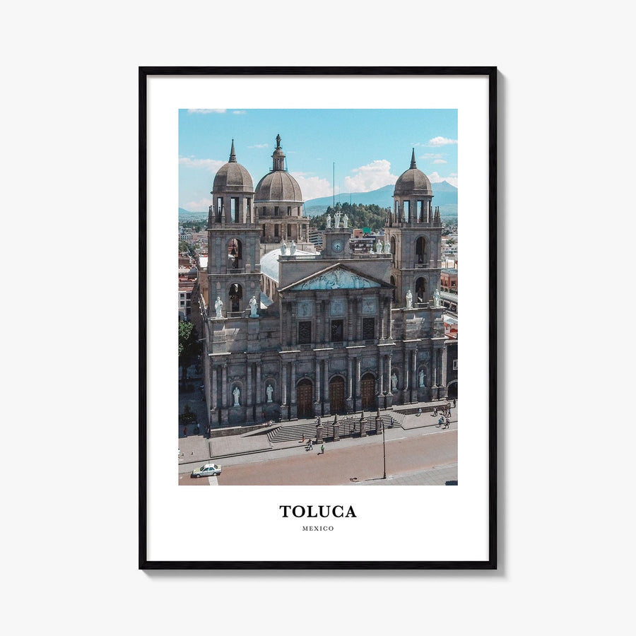 Toluca colorful classic poster of Mexico – vertical wall art, unframed print shown in interior mockup