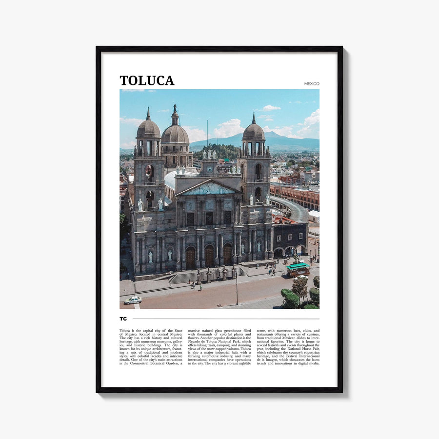 Toluca colorful travel poster of Mexico – vertical wall art, unframed print shown in interior mockup