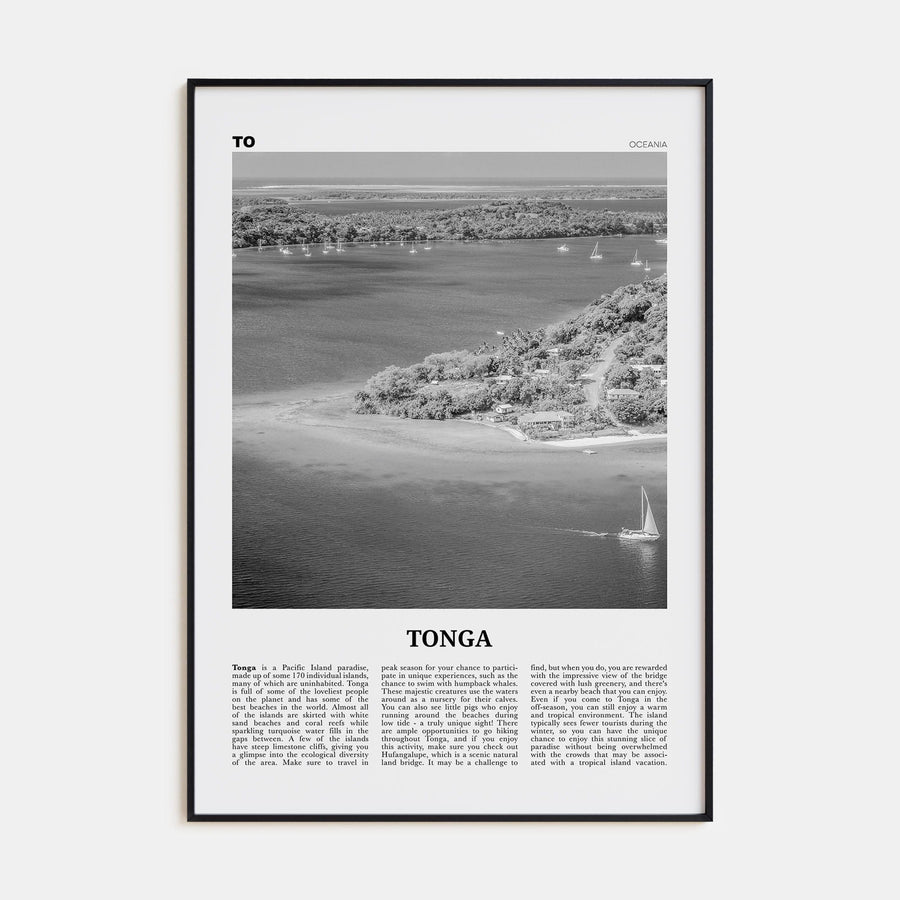 Tonga Poster Black Metal / 8x12 in Nbourhood Travel B&W Poster