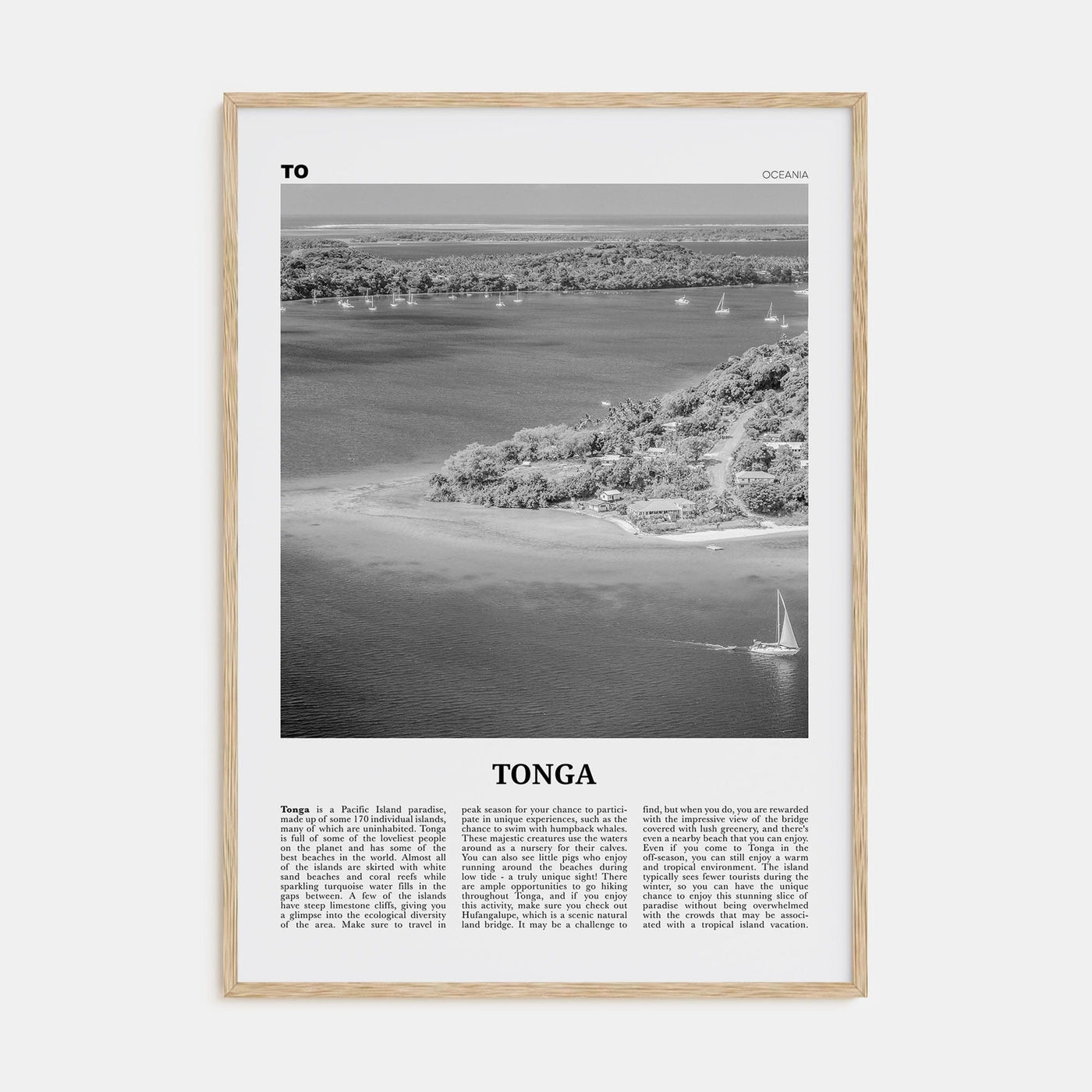 Tonga Poster Natural Wood / 8x12 in Nbourhood Travel B&W Poster