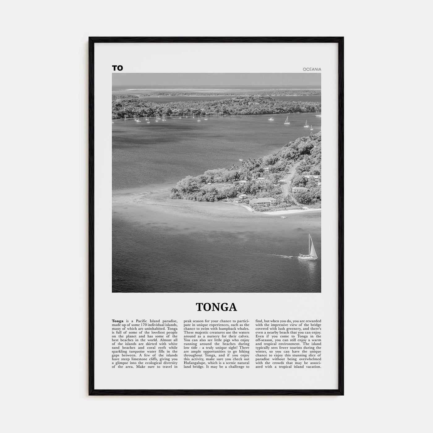 Tonga Poster Black Wood / 8x12 in Nbourhood Travel B&W Poster