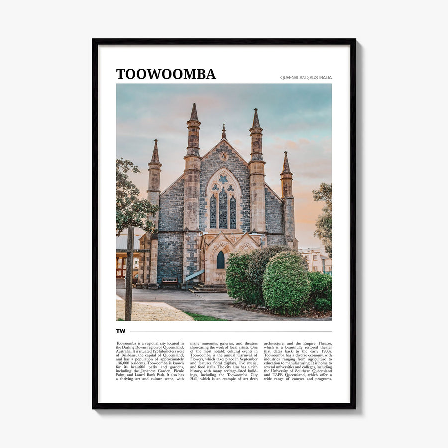 Toowoomba Travel Poster, framed poster mockup