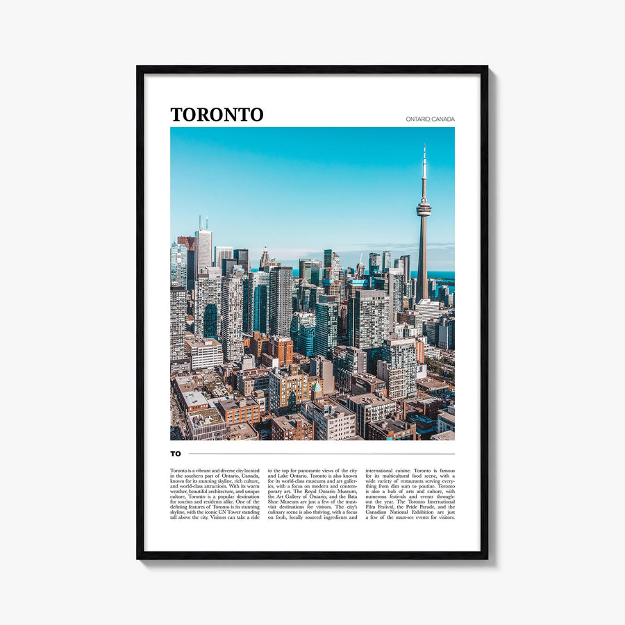 Toronto colorful travel poster of Ontario, Canada – vertical wall art, unframed print shown in interior mockup