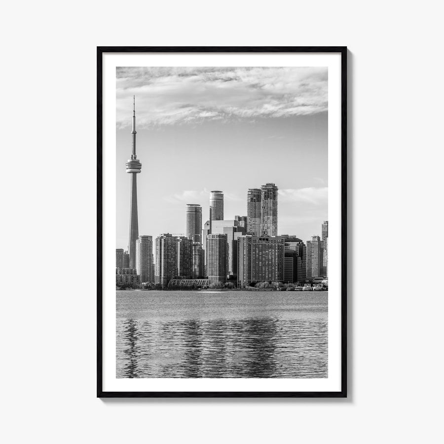 Toronto no. 1 black & white photo poster of Ontario, Canada – vertical wall art, unframed print shown in interior mockup