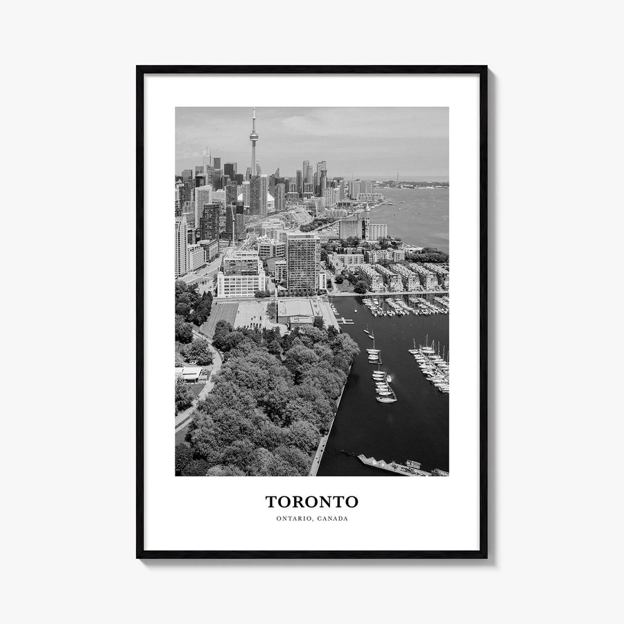 Toronto no. 2 black & white classic poster of Ontario, Canada – vertical wall art, unframed print shown in interior mockup