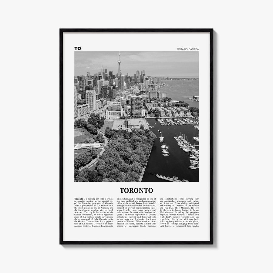 Toronto no. 2 black & white newspaper poster of Ontario, Canada – vertical wall art, unframed print shown in interior mockup