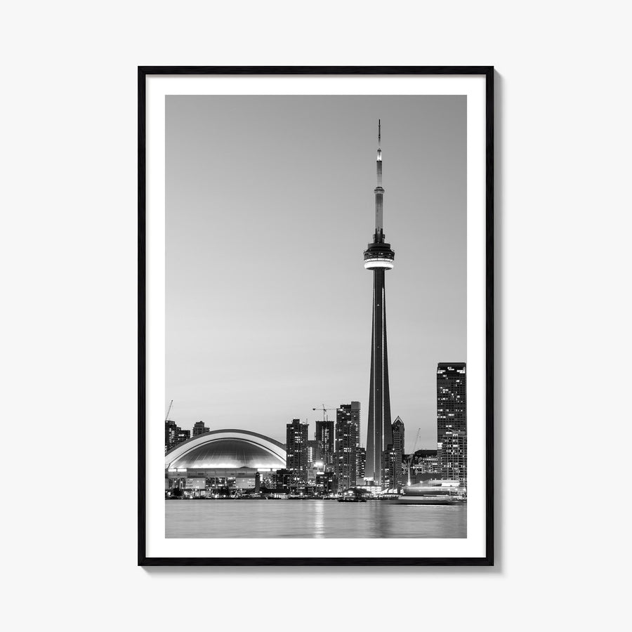 Toronto no. 2 black & white photo poster of Ontario, Canada – vertical wall art, unframed print shown in interior mockup