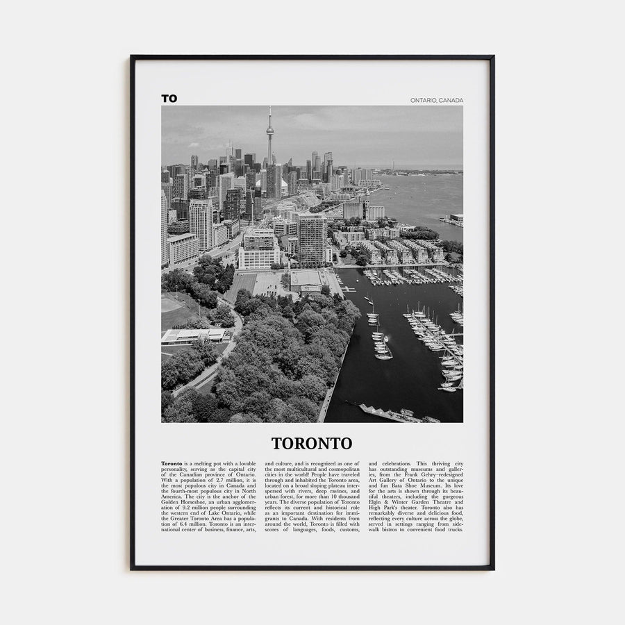 Toronto No 2 Poster Black Metal / 8x12 in Nbourhood Travel B&W Poster