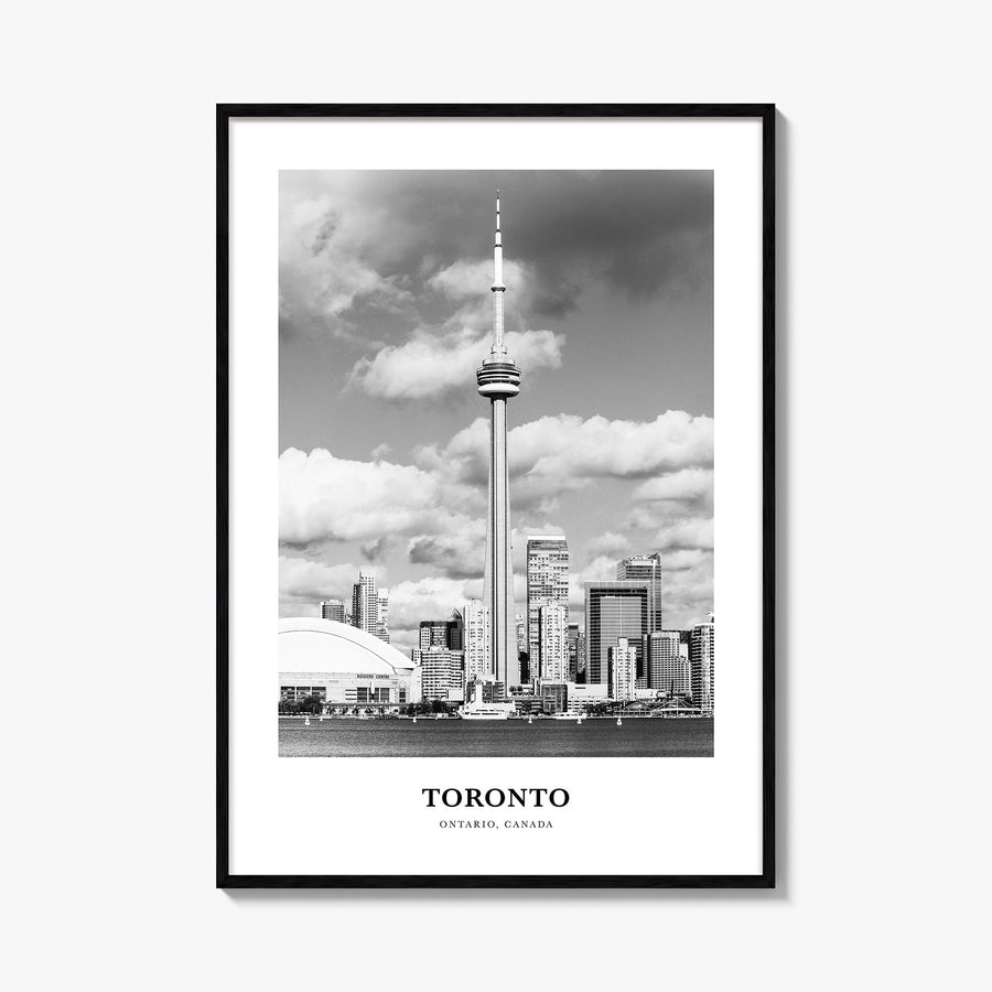 Toronto no. 3 black & white classic poster of Ontario, Canada – vertical wall art, unframed print shown in interior mockup