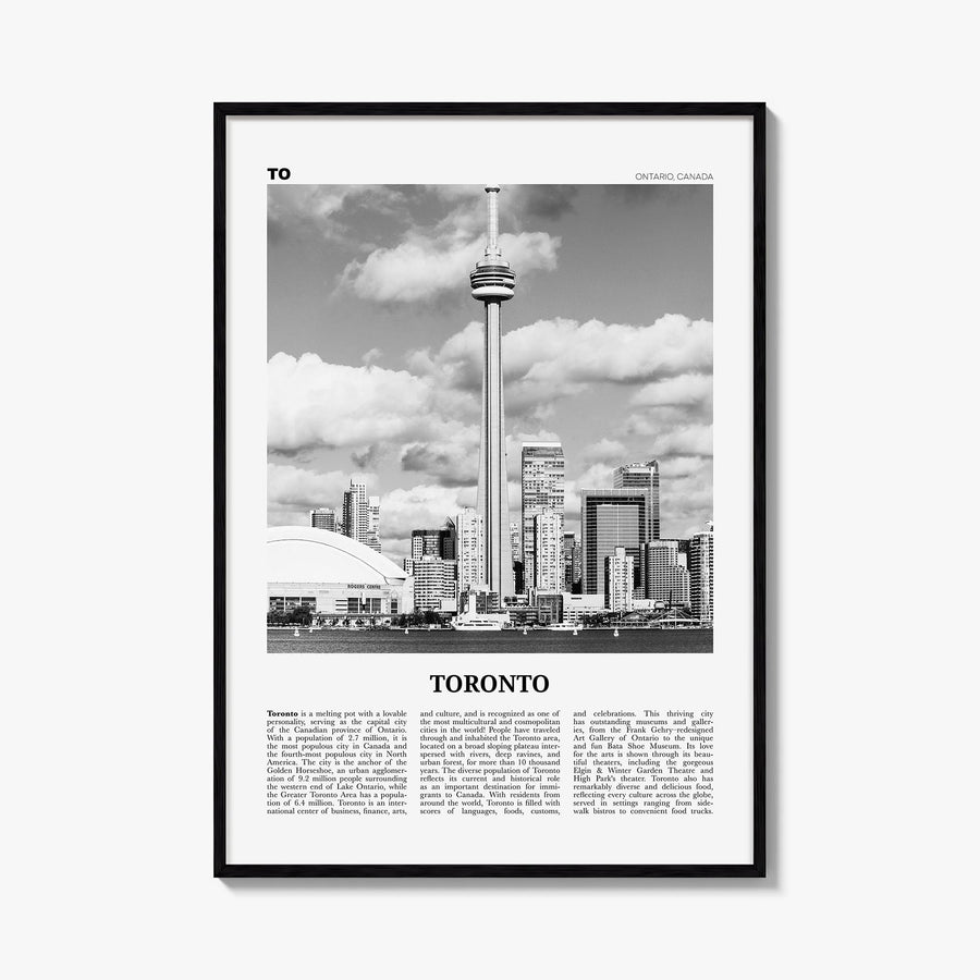 Toronto no. 3 black & white newspaper poster of Ontario, Canada – vertical wall art, unframed print shown in interior mockup