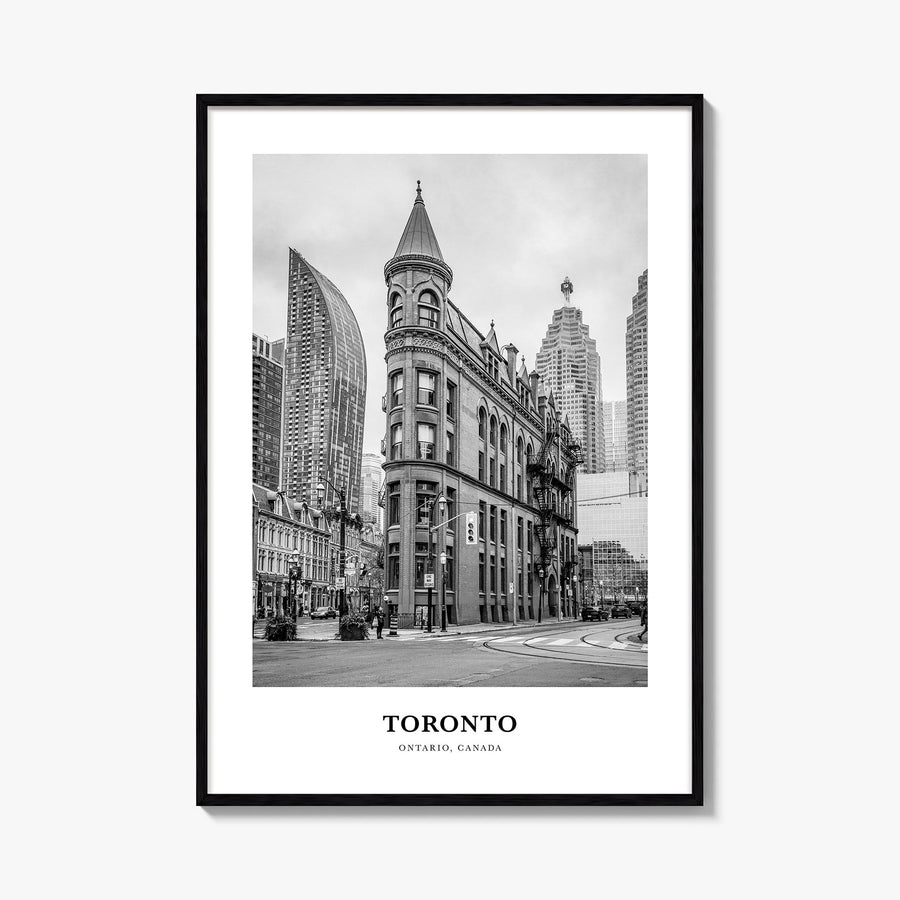 Toronto no. 4 black & white classic poster of Ontario, Canada – vertical wall art, unframed print shown in interior mockup