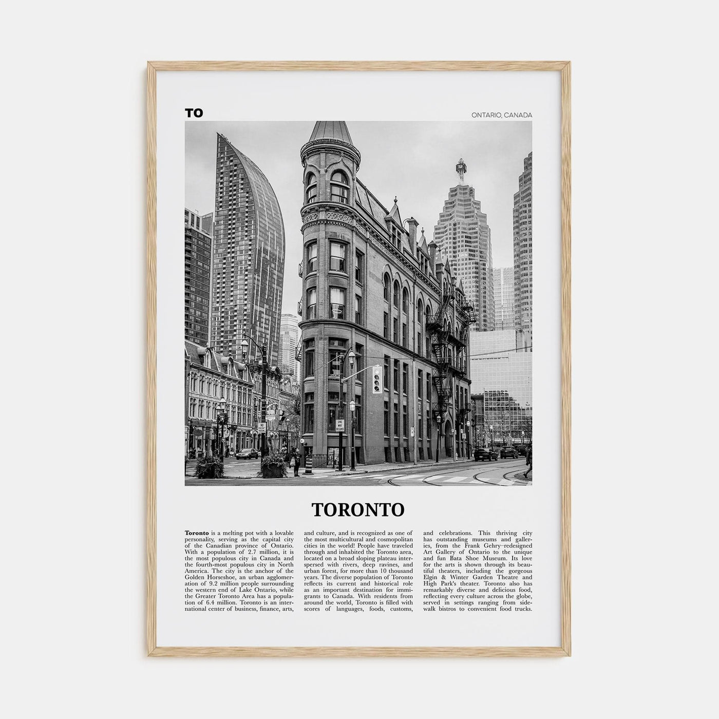 Toronto No 4 Poster Natural Wood / 8x12 in Nbourhood Travel B&W Poster