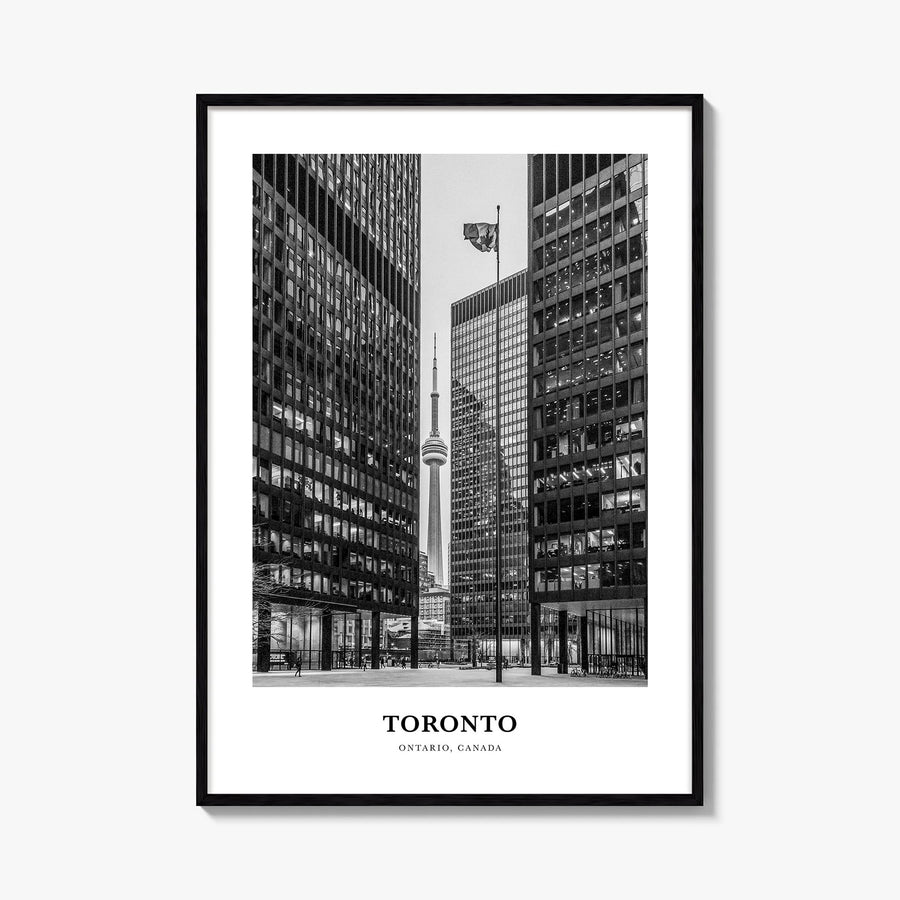Toronto no. 5 black & white classic poster of Ontario, Canada – vertical wall art, unframed print shown in interior mockup