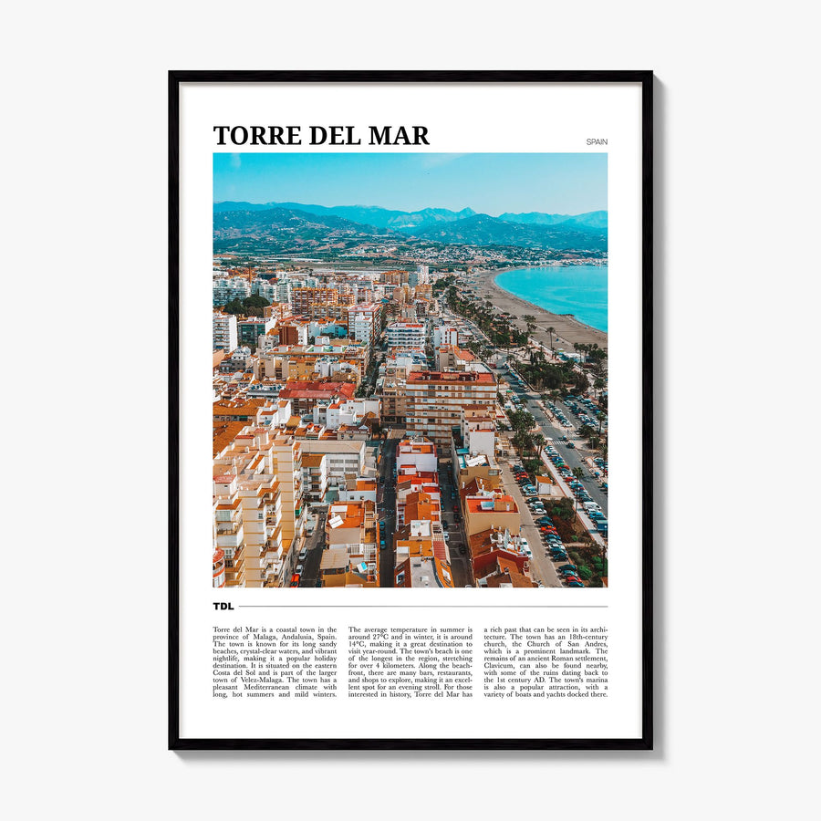 Torre del Mar Travel Poster, framed poster mockup