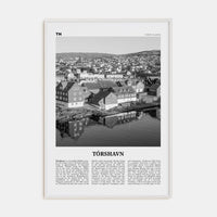 Tórshavn Poster White Wood / 8x12 in Nbourhood Travel B&W Poster