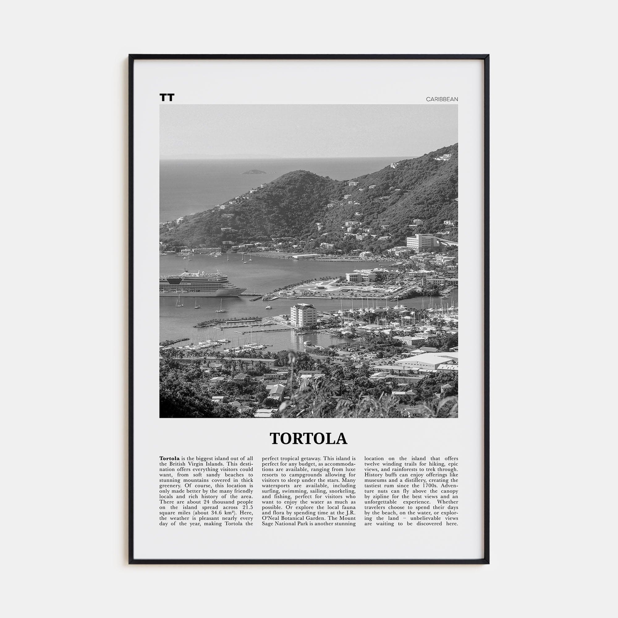 Tortola Poster Black Metal / 8x12 in Nbourhood Travel B&W Poster