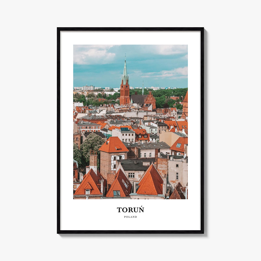 Toruń colorful classic poster of Poland – vertical wall art, unframed print shown in interior mockup