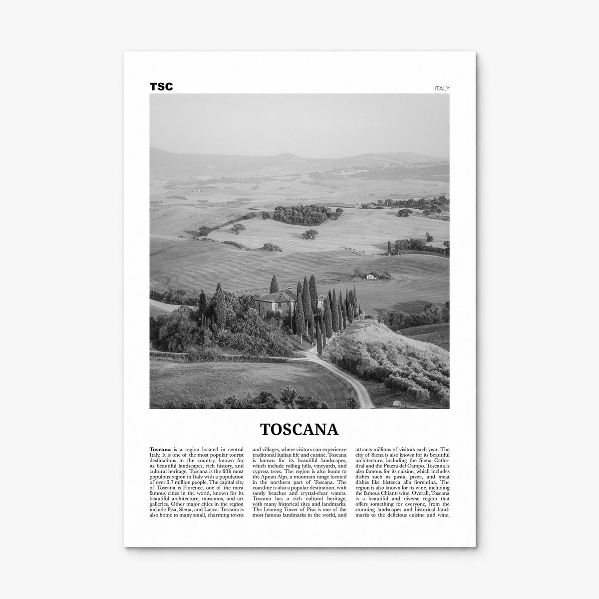 Toscana Newspaper Poster, print only (unframed)