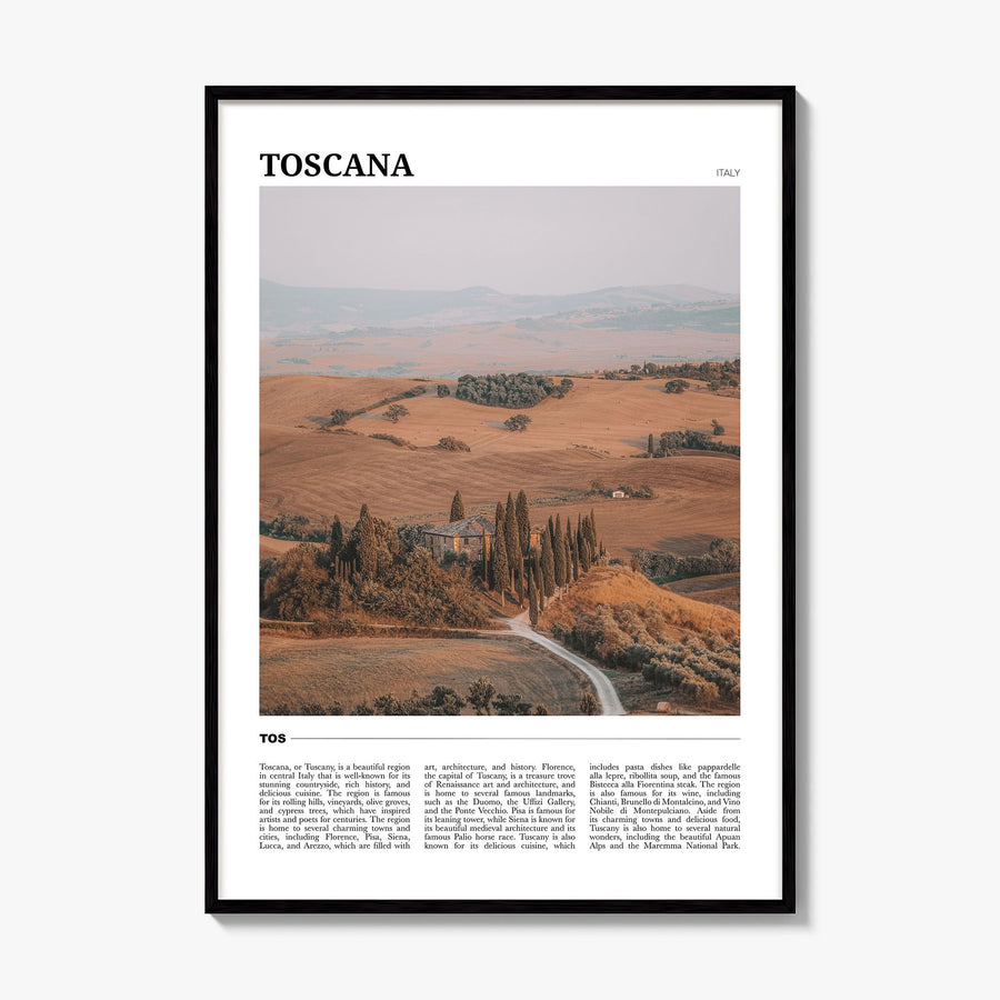 Toscana Travel Poster, framed poster mockup
