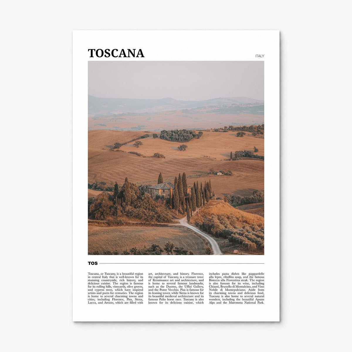 Toscana Travel Poster, print only (unframed)