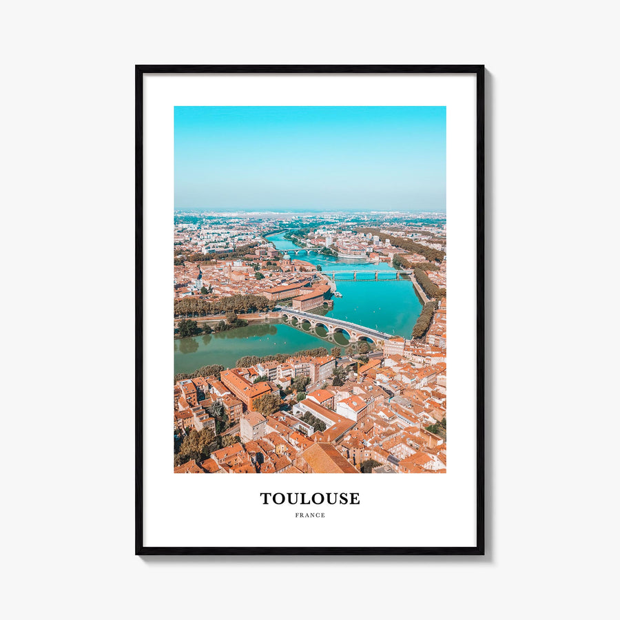 Toulouse colorful classic poster of France – vertical wall art, unframed print shown in interior mockup