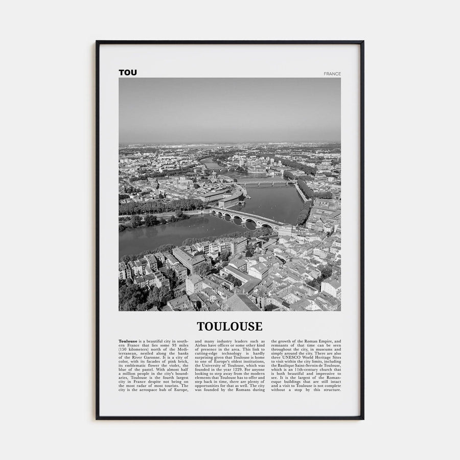 Toulouse Poster Black Metal / 8x12 in Nbourhood Travel B&W Poster